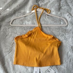 never worn zara orange halter top